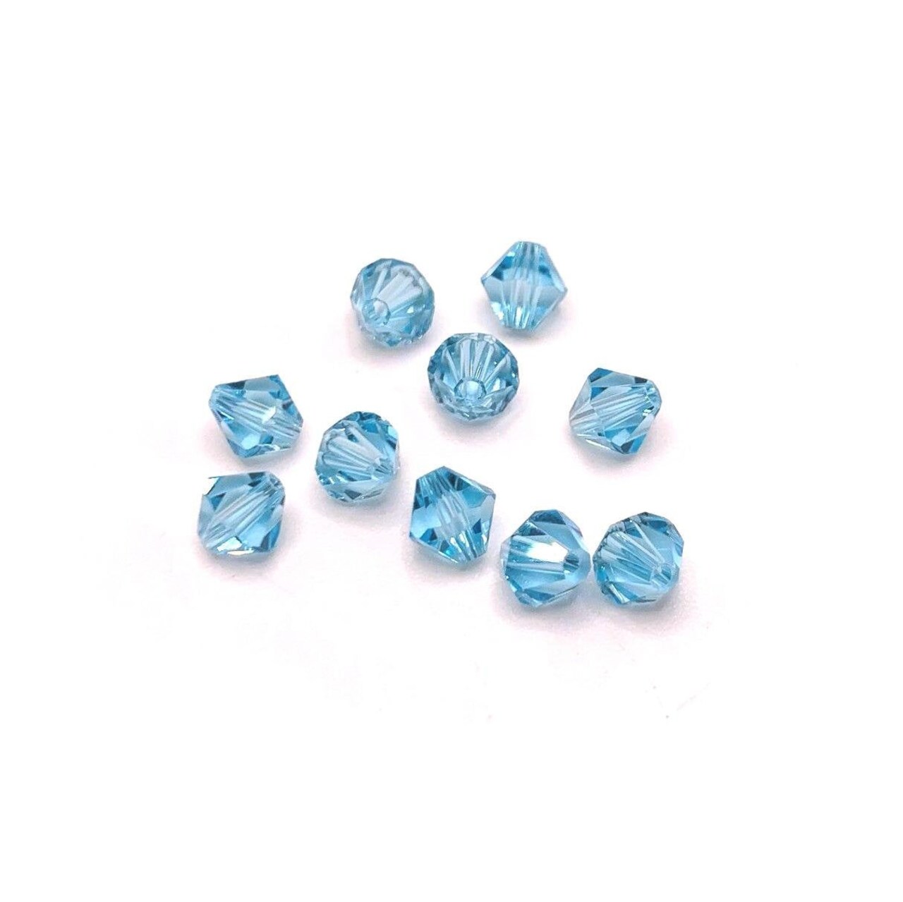 4, 20 or 50 Pieces: 6 mm Bicone Aqua Blue Imitation Crystal March Birthstone Beads